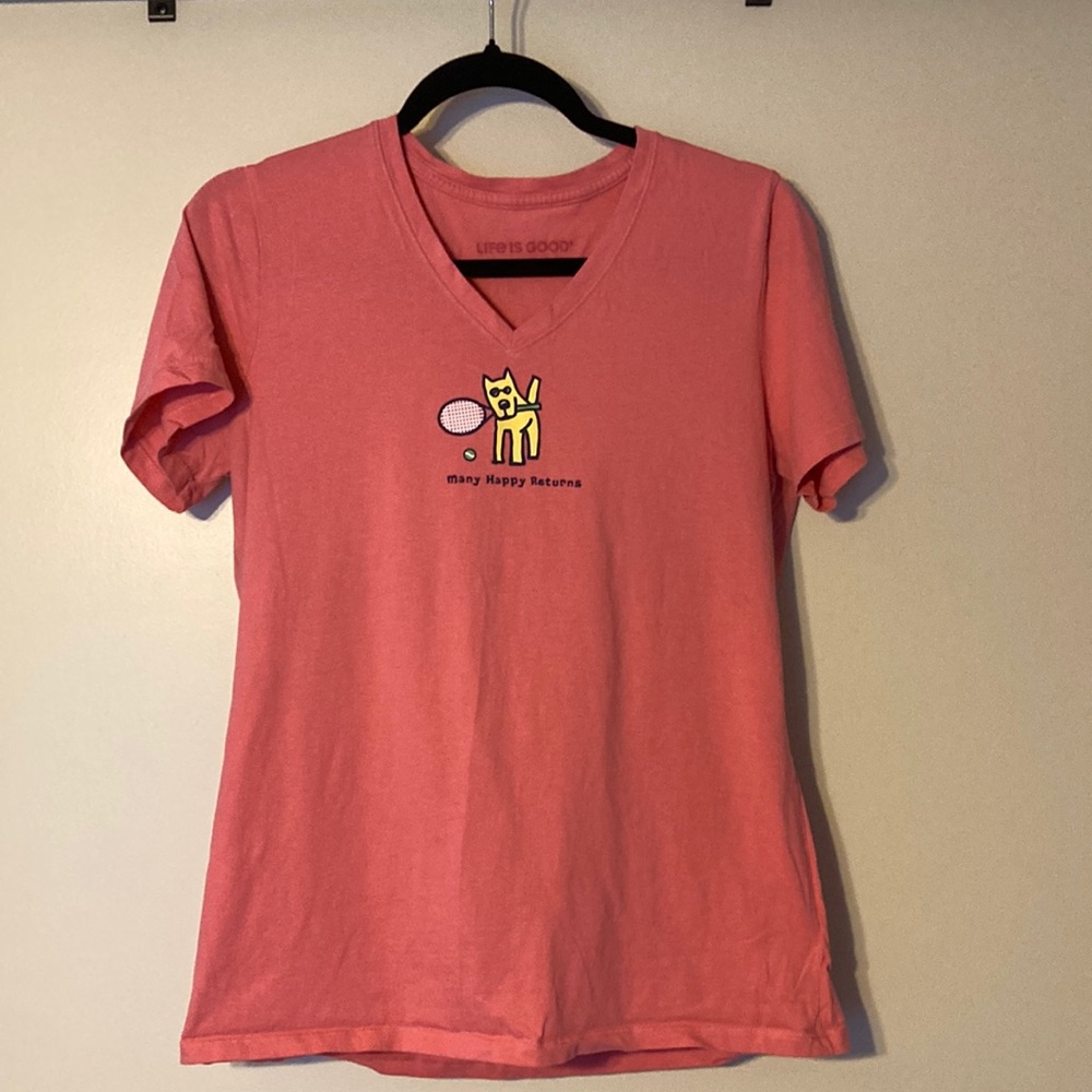 Life Is Good Pink Dog Graphic Tee